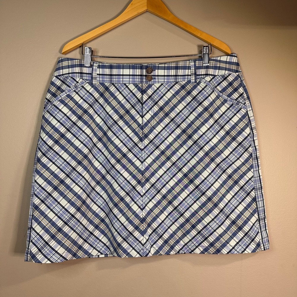 Croft & Barrow Womens Plaid Stretch Cotton Skort Lot of 2 Blue Green Size 18